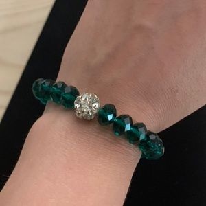 Green Beaded Stretch Bracelet